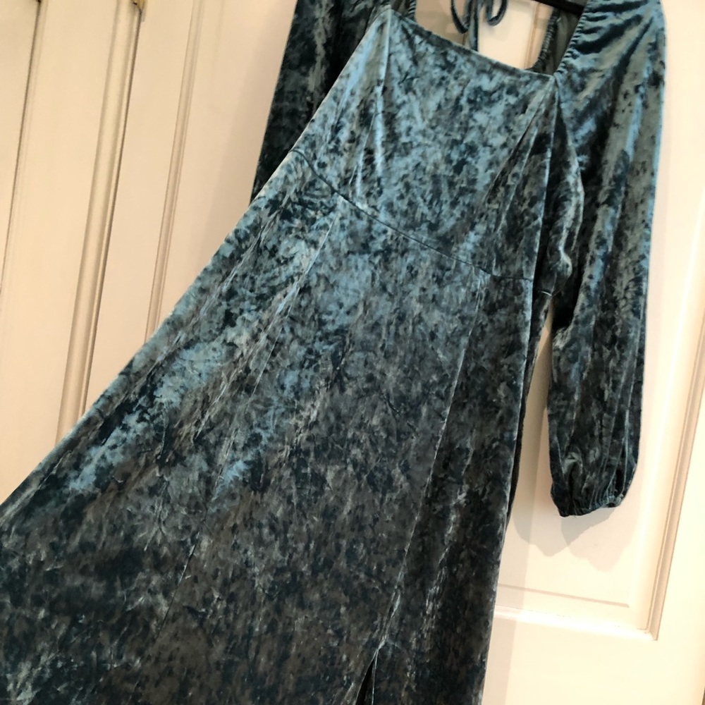 Teal Crushed Velour Dress - 1X